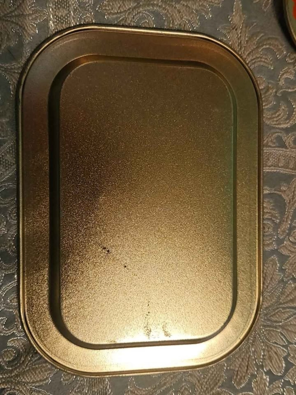 Metal Storage Tin - Gold Rectangular Lid
